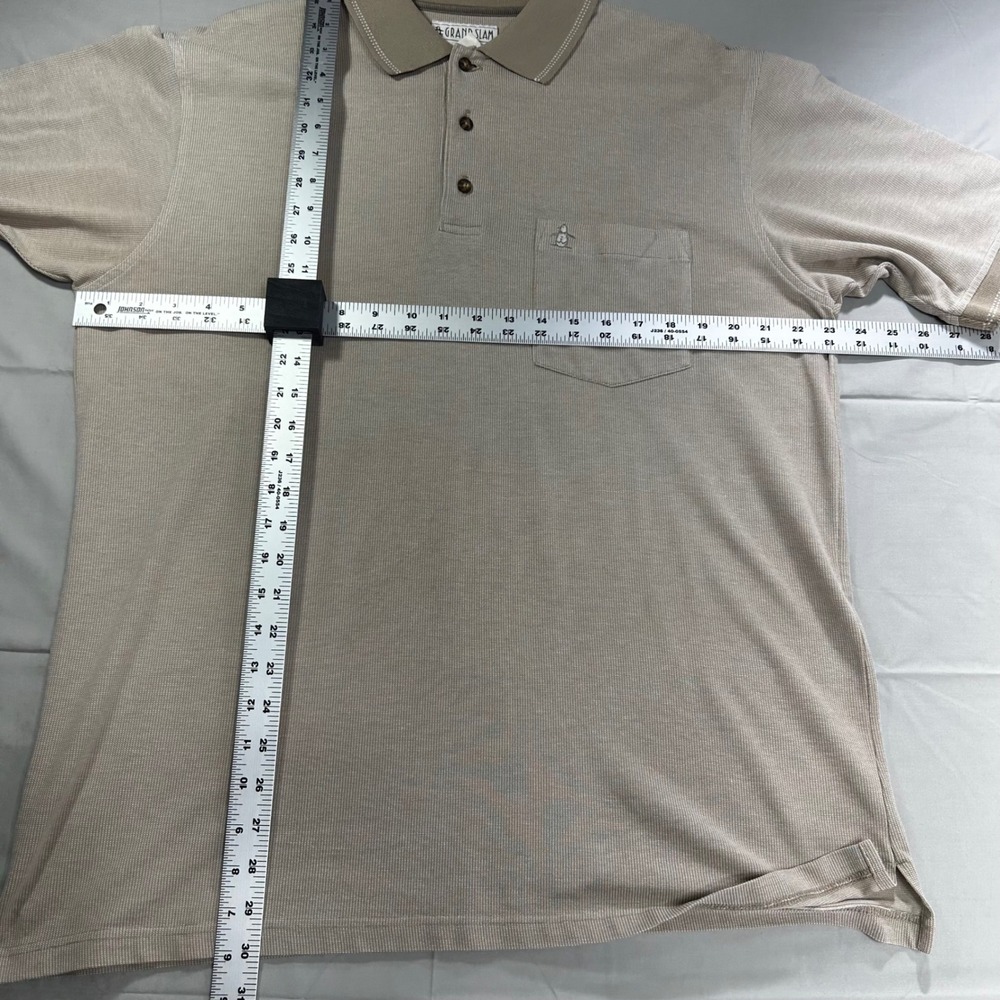 Grand Slam Polo Shirt Mens Large Tan Dadcore Minimalist - Picture 6 of 6